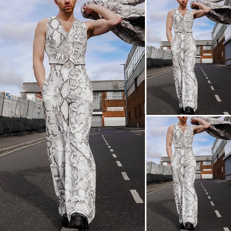 Set Áo Croptop Sát Nách Và Quần Dài Phong Cách Hippie Thời Trang Cho Nam