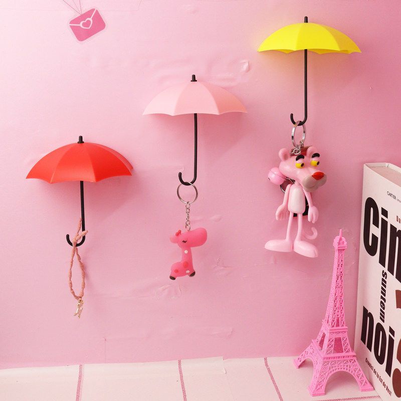 Móc dán hình ô dù  treo phụ kiện, đồ dùng dán tường GẠCH MEN ngộ nghĩnh(1 CÁI)