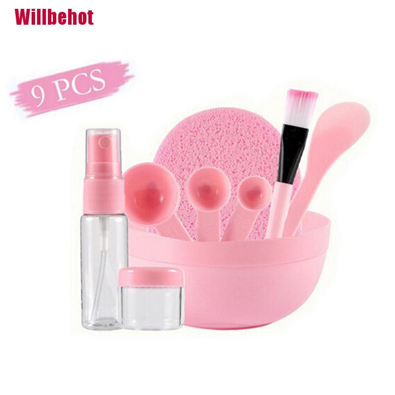 (Hàng Mới Về) Bộ Chăm Sóc Da Mặt Kèm 9 Đĩa Trộn / Muỗng / Cọ / Mút Trang Điểm Tại Nhà diy