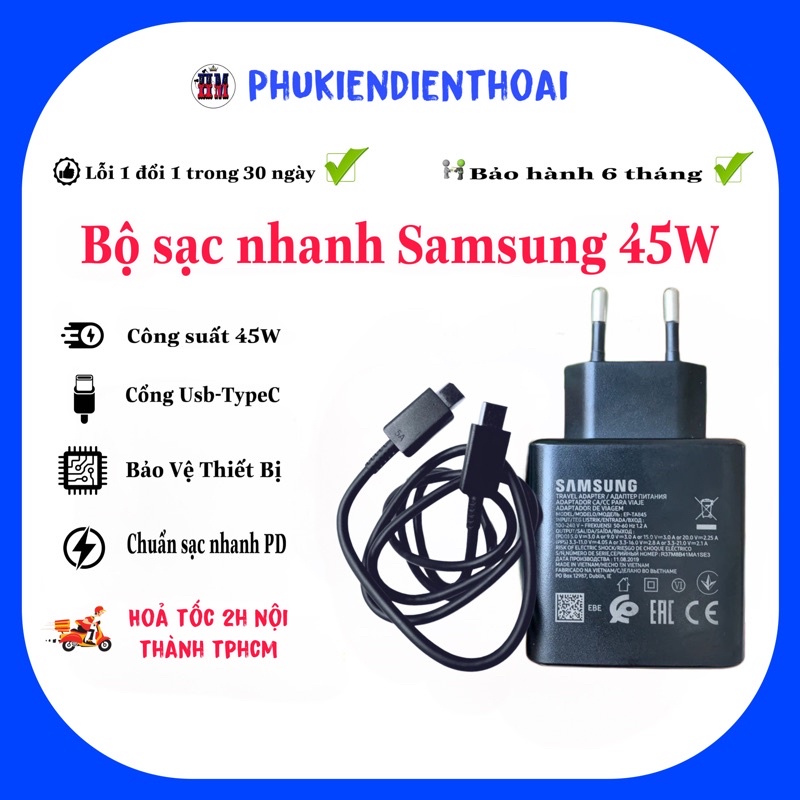 Bộ Sạc Nhanh 45W (Super Fast Charging) Samsung Note 10 Plus/S20 Ultra Plus 5G/Note 20/Note 20 Ultra 5.0 - BH 6 tháng