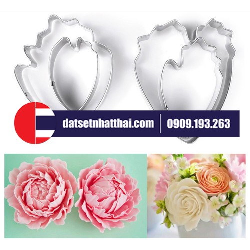 KHUÔN LÀM HOA ĐẤT SÉT , HOA ĐƯỜNG MẪU ĐƠN, FONDANT HỒNG CÁNH XÒE - ROSE PEONY FLOWER CLAY CUTTERS