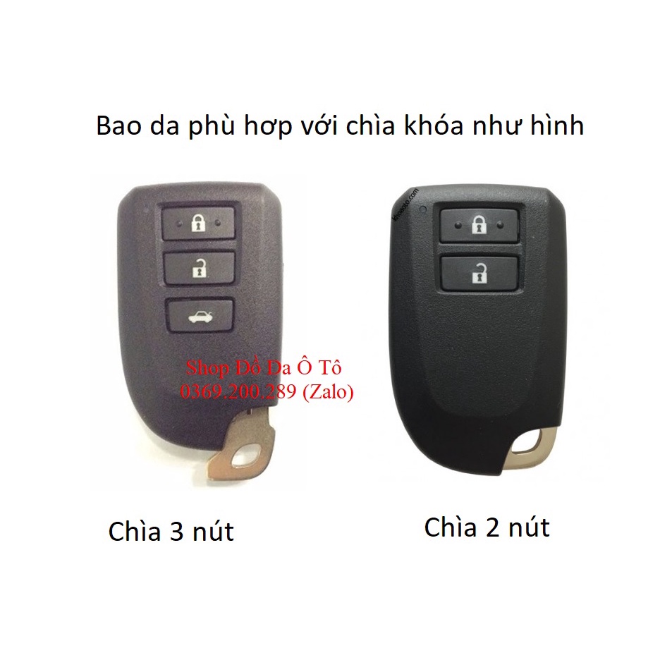 [UY TÍN] Bao da chìa khóa Toyota Vios, Yaris chìa thông minh, kèm tặng móc khóa, da bò handmade bảo hành 12 tháng