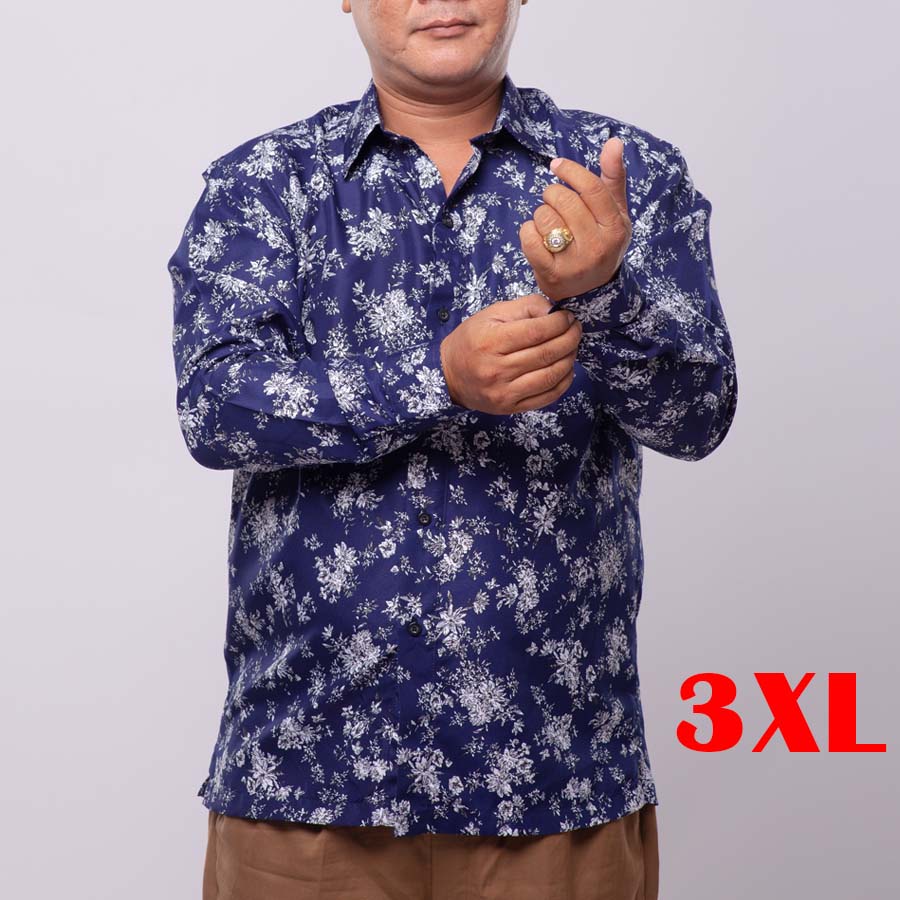 Áo Sơ Mi Nam Trung Niên Họa Tiết Dài Tay Dành Cho Người 68kg đến 75kg 3XL