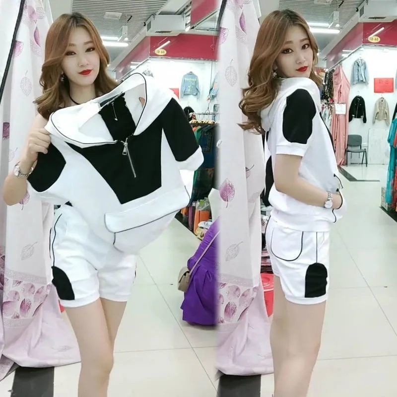 Set đồ thể thao ngắn tay dáng rộng phong cách Hàn Quốc thời trang dành cho nữ