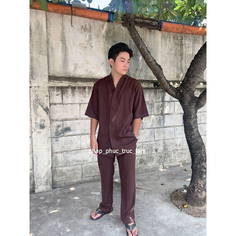 Áo lam đi chùa - Đồ phật tử vải linen đài loan mát, không nhăn