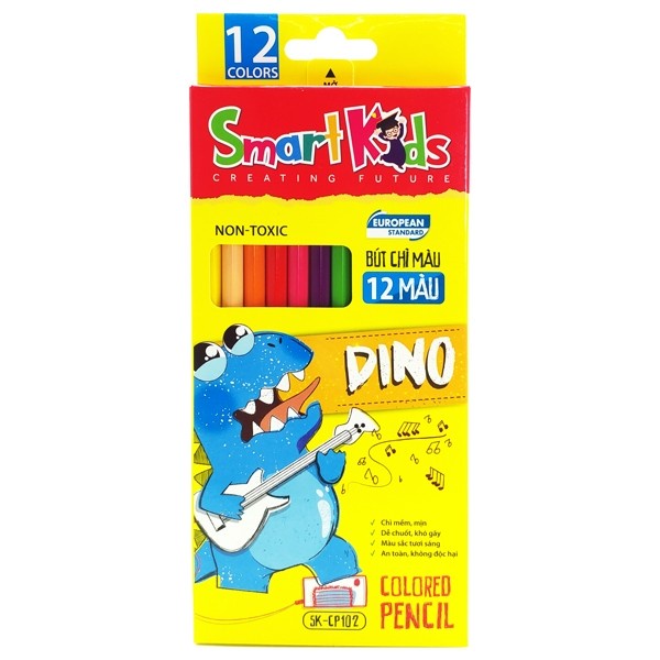 Hộp 12 Bút Chì Màu Smart Kids Dino SK-CP102 - 8935276425399