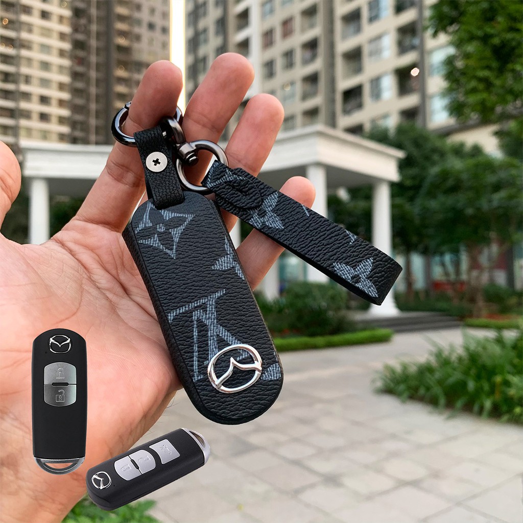 Đựng smartkey Mazda cx5 cx8 mazda3 mazda6 handmade da thật MMV AD có tay cầm