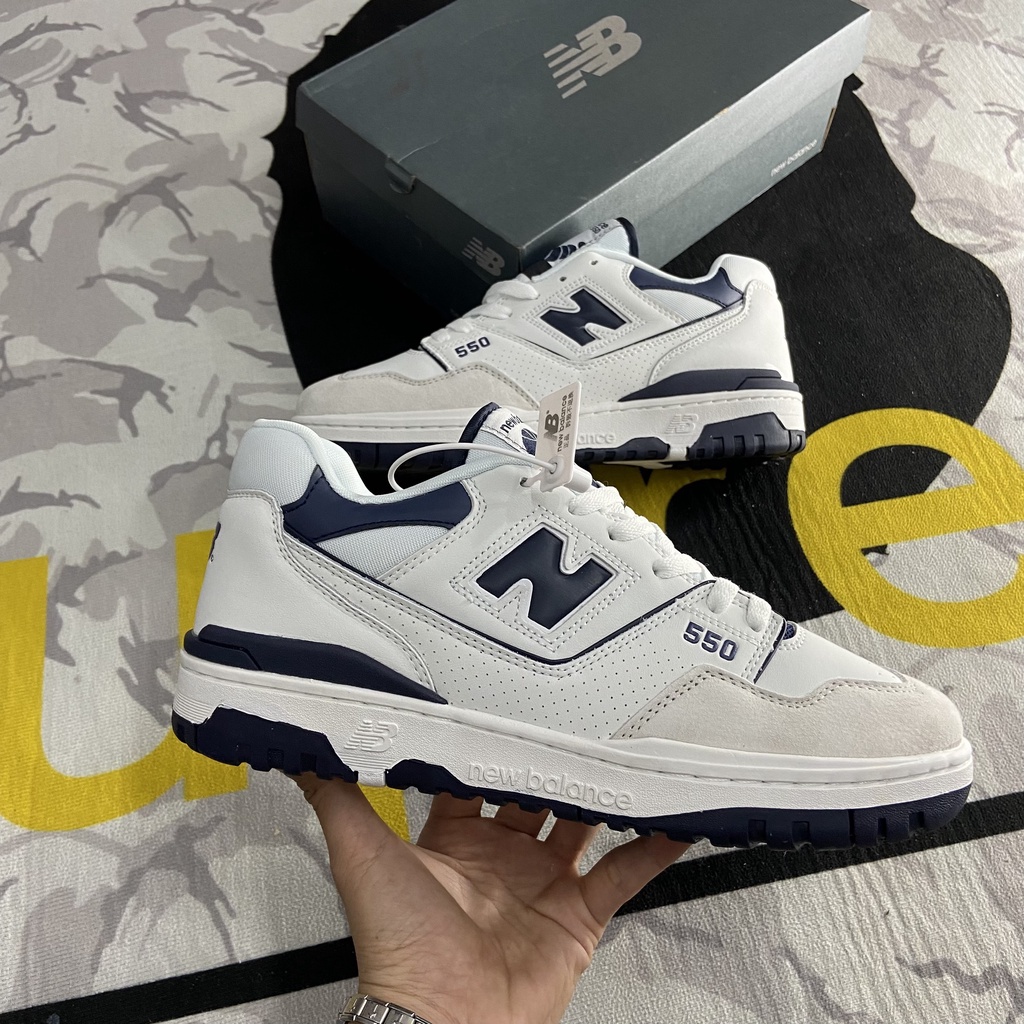 Giày Sneaker NB 550 White Black ( trắng đen ) Cao Cấp Fullbox, Giày thể thao nam nữ newbalance 550 trắng đen hot trend