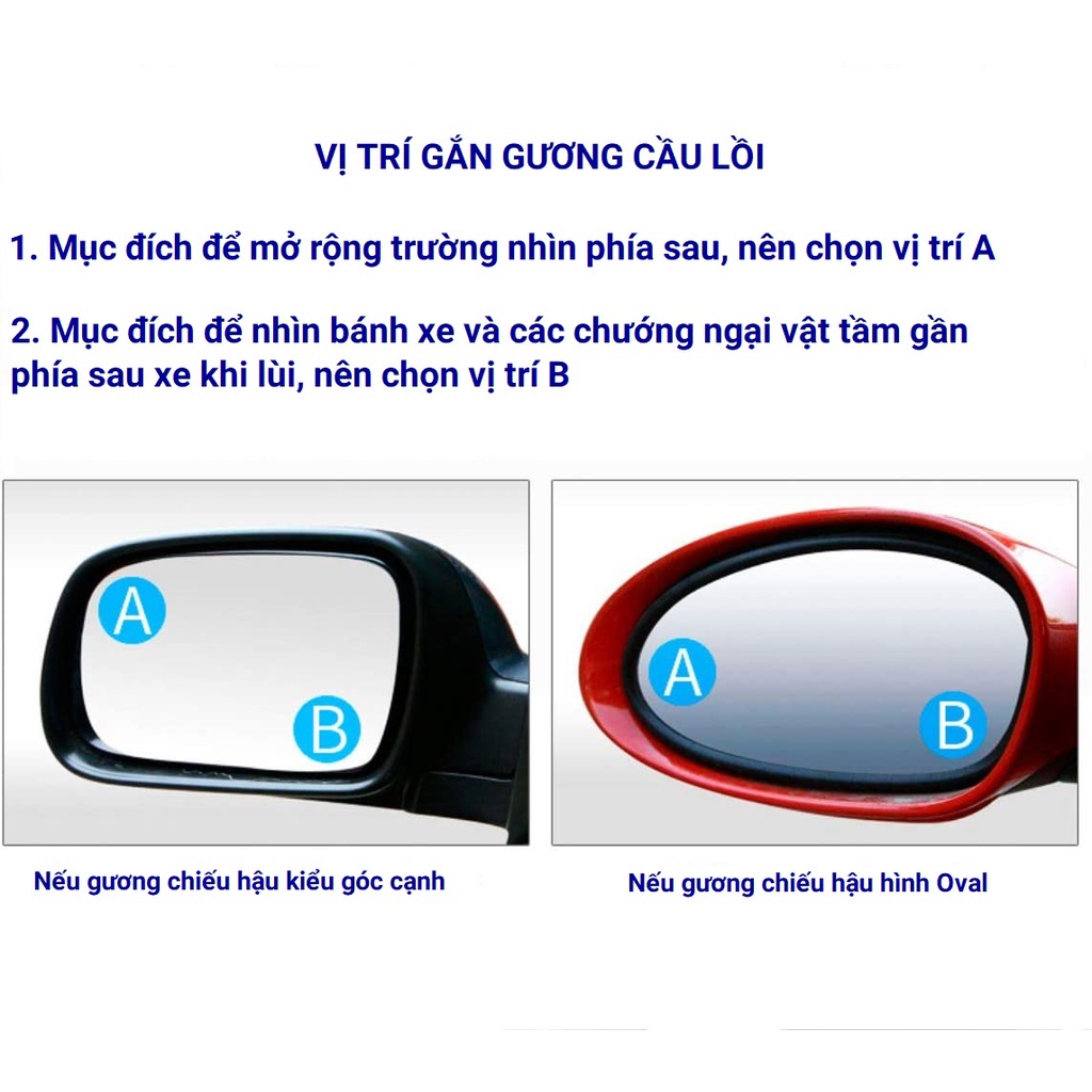 Gương cầu lồi gắn gương chiếu hậu, góc nhìn rộng/lùi xe dễ dàng/quan sát tốt phía sau xe