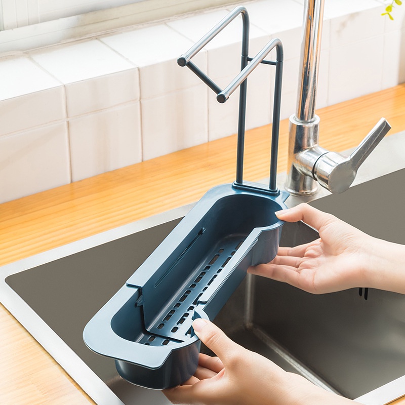 Kệ Để Đồ Rửa Chén, Giá Để Đồ Rửa Bát Đa Năng Kèm Móc Treo Khăn Tiện Dụng