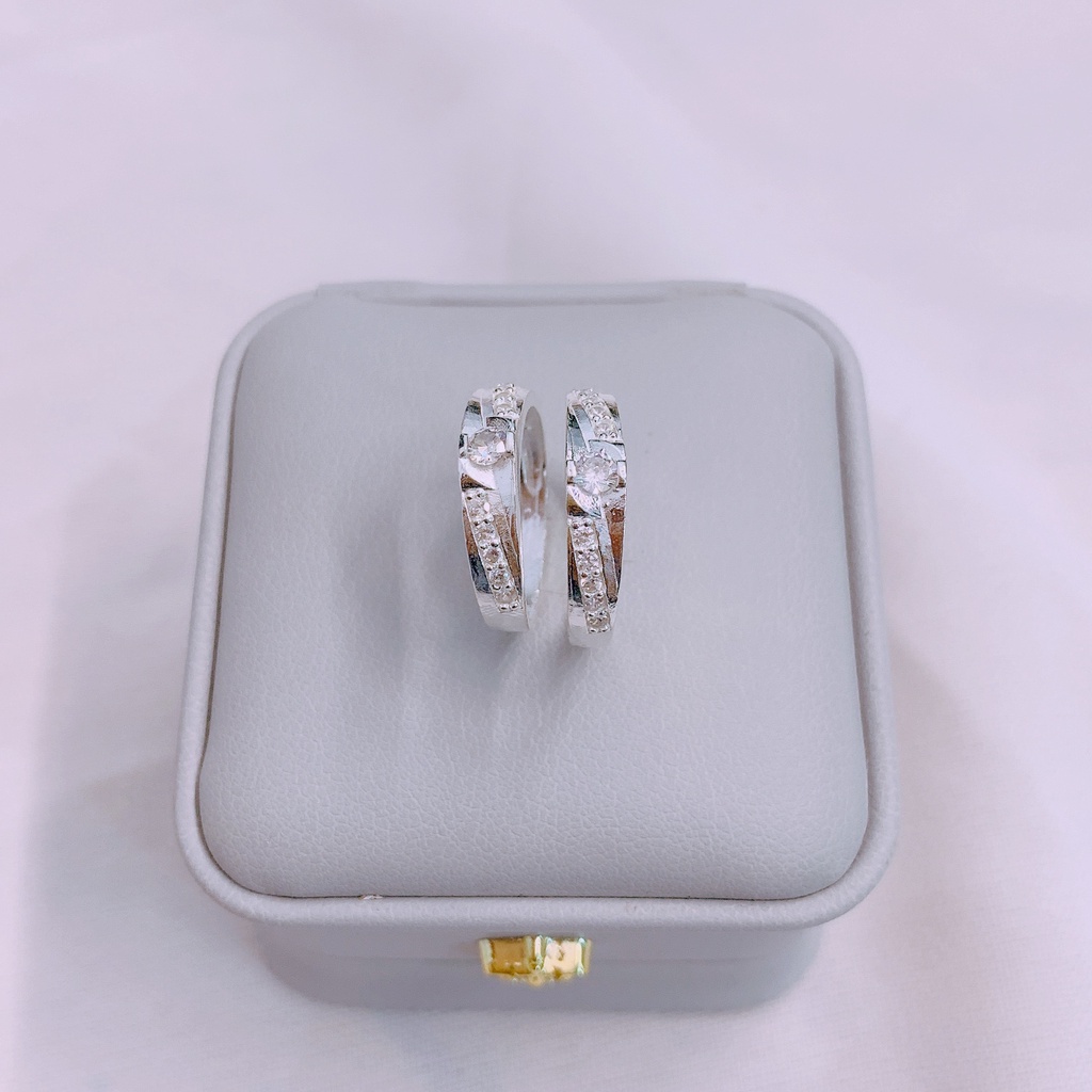 Nhẫn đôi bạc thật đính đá, nhẫn cặp tình yêu sáng đẹp - Kho sỉ bạc Nhất Linh