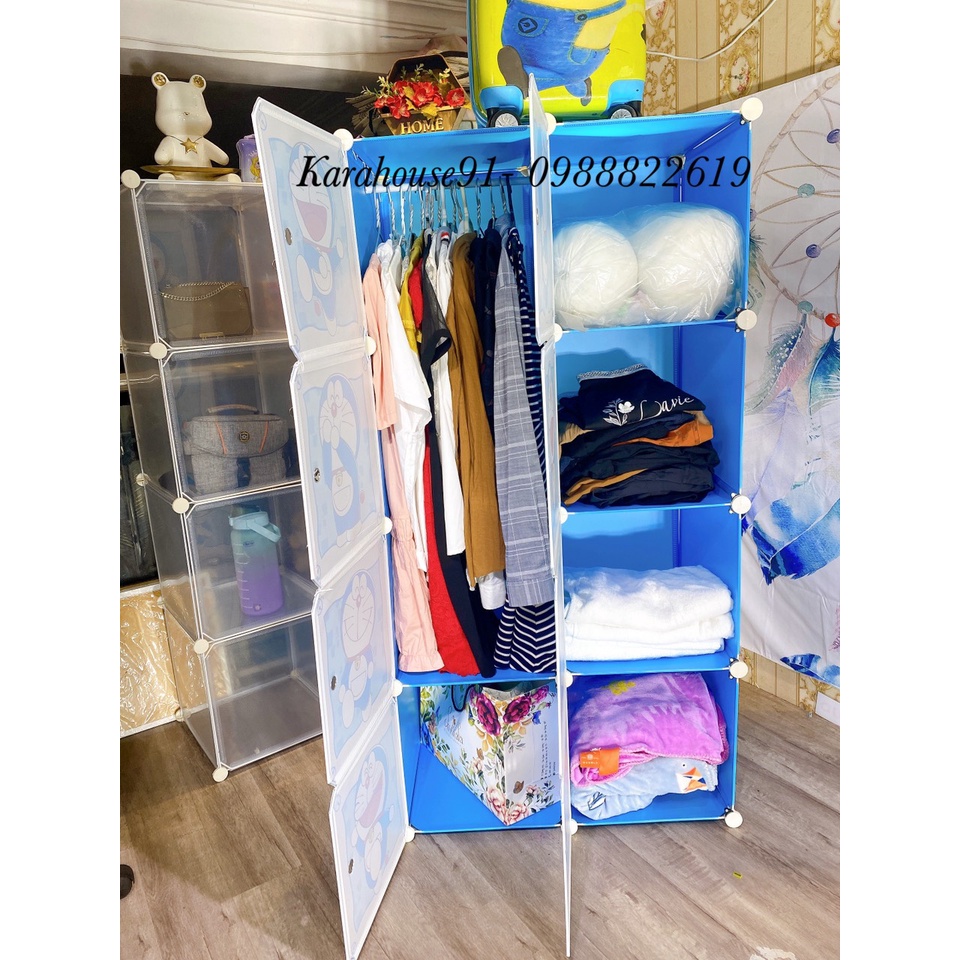 TỦ NHỰA GHÉP 8 Ô- TỦ QUẦN ÁO 8 Ô. Tặng kèm 1 treo đồ.