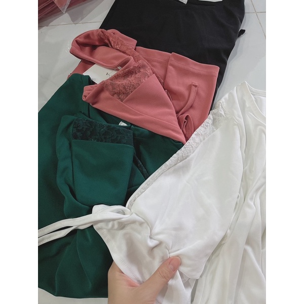 Áo thun phối tay ren xuất Nhật
