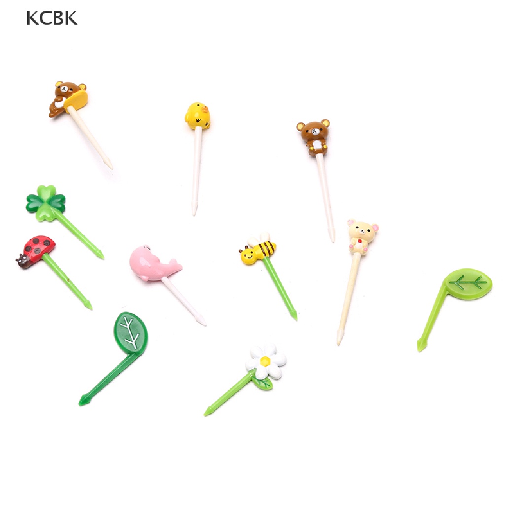 Set 12 Nĩa Ghim Trái Cây Hình Dáng Hoạt Hình Xinh Xắn
