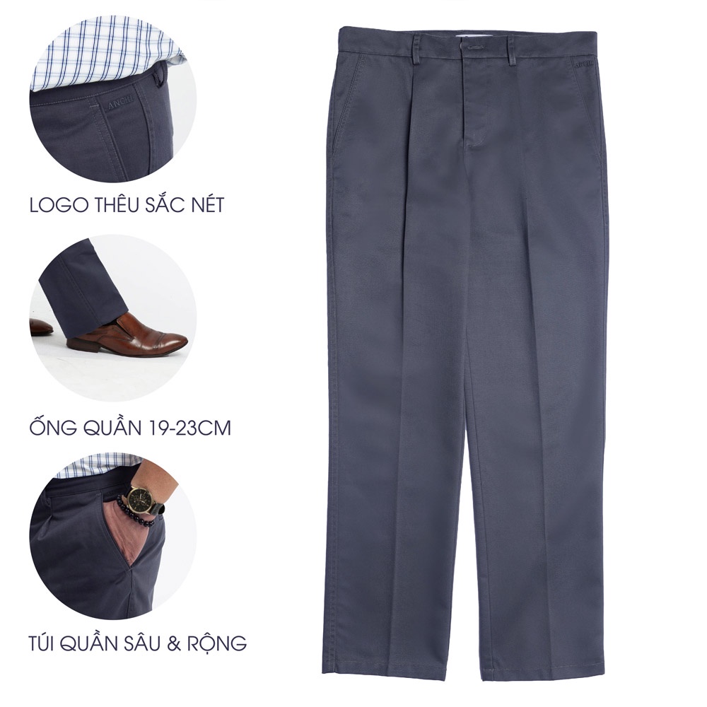 Quần Kaki Nam Trung Niên ANCHI Màu Xám Ống Suông Dày Dặn Cao Cấp