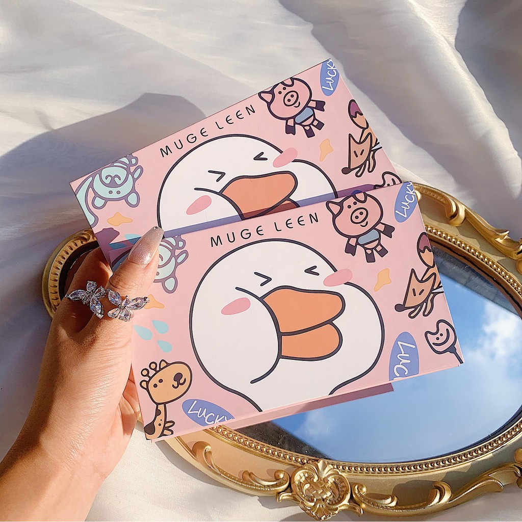 🌈🍓🍊 Bảng Mắt Vịt Lucky Mugeleen 18 Ô Màu Cực Dễ Thương, Phấn Mịn Lì Không Thấm Nước