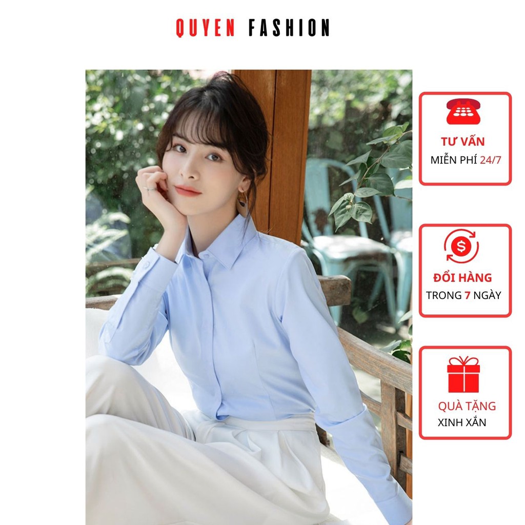 Áo sơ mi Công Sở Nữ Cổ Đức Phom Ôm Vừa, Sơ Mi Basic Nhiều Màu Quyên Fashion AA539