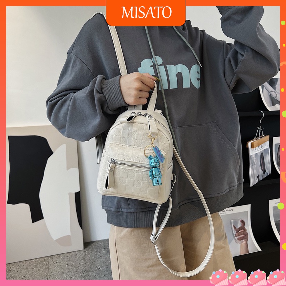 Balo mini nữ balo nhỏ thời trang hàn quốc sang trọng màu đen kem mẫu mới MISATO MINI1
