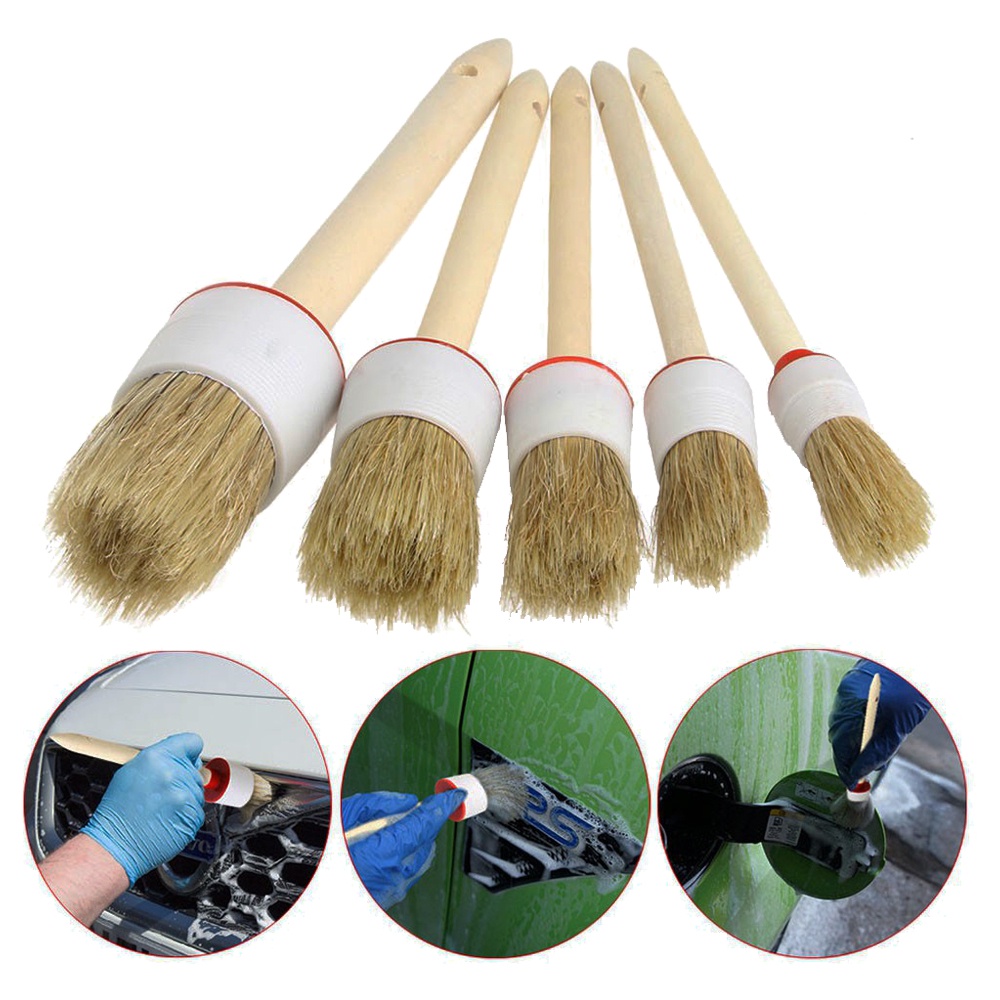 Set 5 Cọ Lông Heo Rừng Tự Nhiên Vệ Sinh Xe Đa Năng