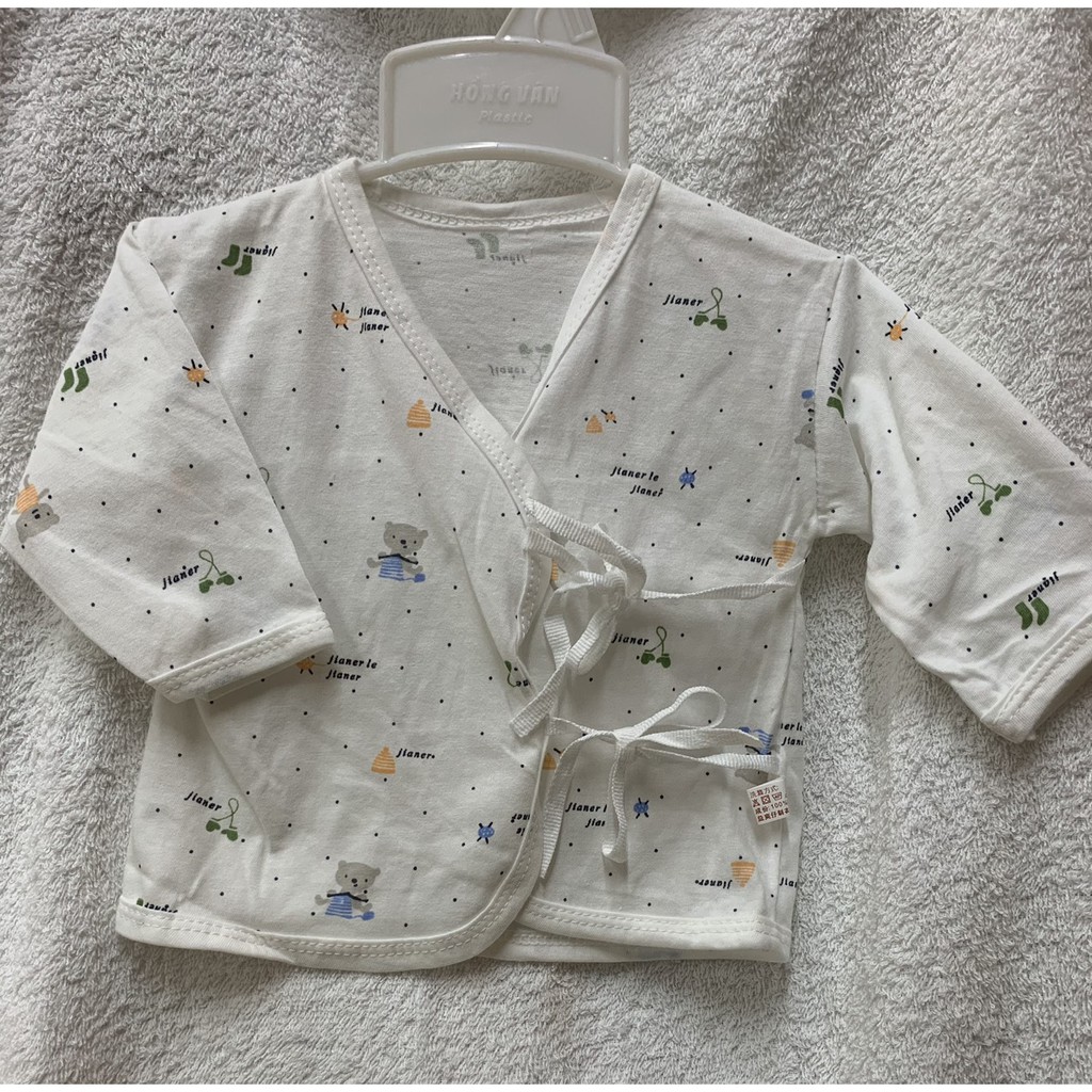 Áo cột dây tay dài cho bé sơ sinh 100% cotton