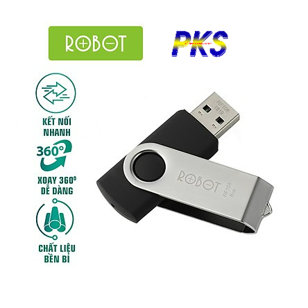 USB 8G cao cấp chính hãng ROBOT chất liệu kim loại và cao su tổng hợp bền bỉ tiện dụng