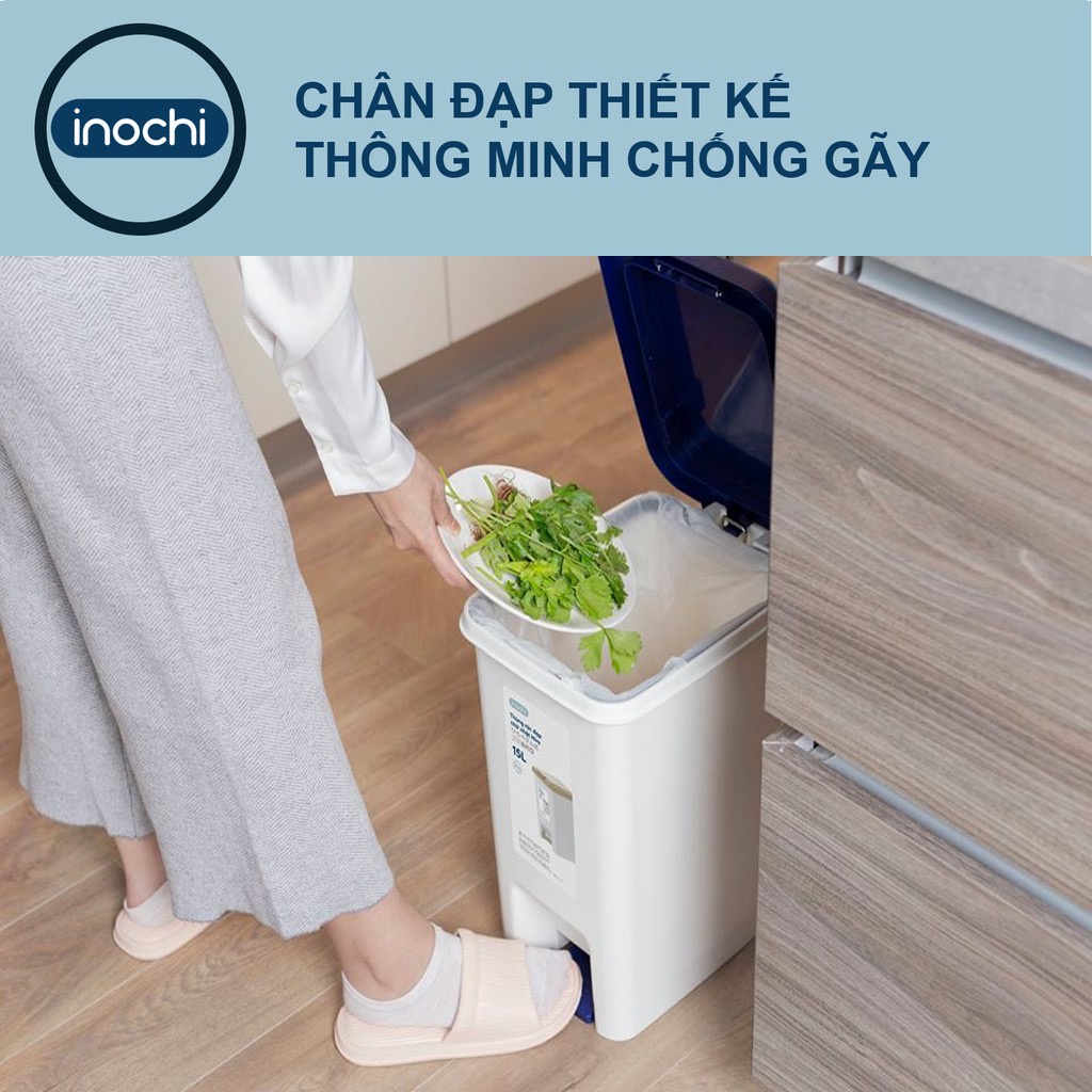 Thùng Rác Đạp Chữ Nhật Hiro INOCHI 10L/15L/20L (Màu Ngẫu Nhiên) - Hàng Chính Hãng