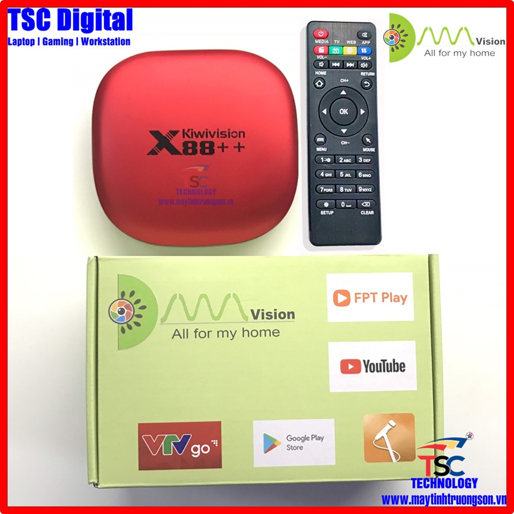 Android Tivi Box Kiwivision X88++ Smart TV Thông Minh Ram 2Gb