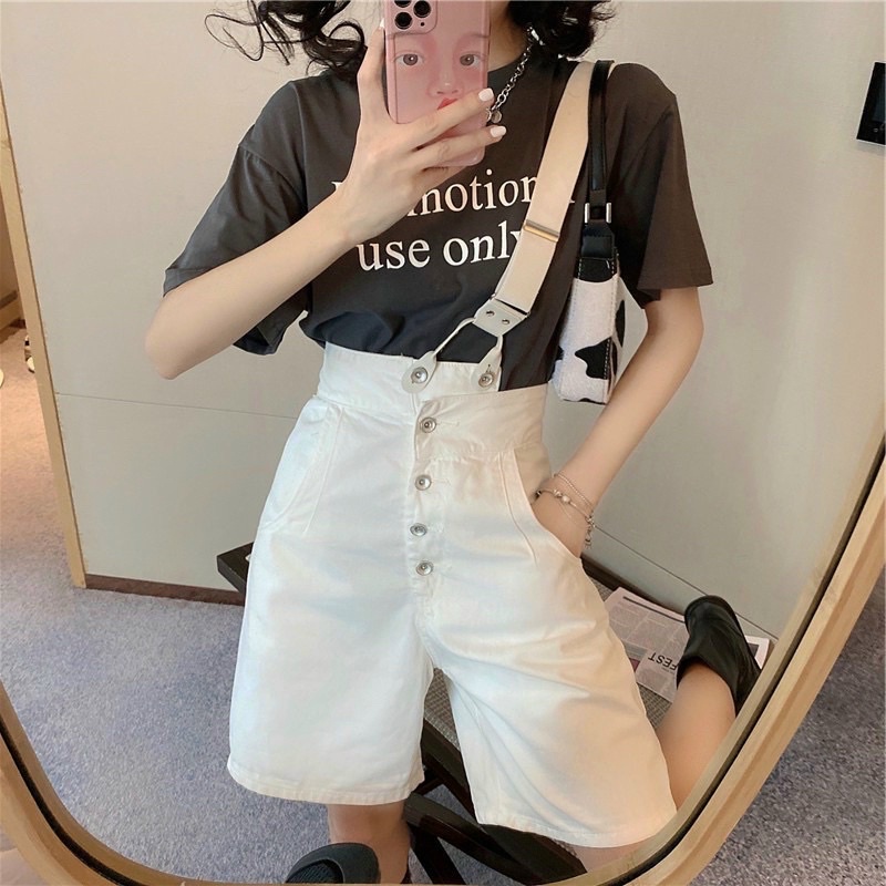 Quần Yếm Short Dập Gấu Hot Cài Chéo Kiểu Dáng Hàn Quốc Ulzzang Freesize Chất Kaki Dày Đẹp