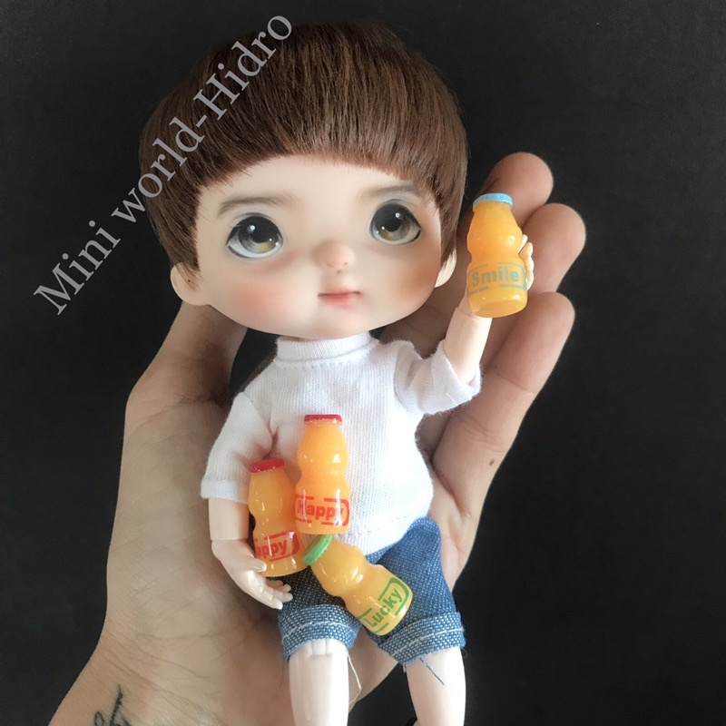 Combo 4pcs Mô hình chai sữa chua Yaourt trái cây mini tí hon trang trí nhà búp bê tỉ lệ 1/8 1/12