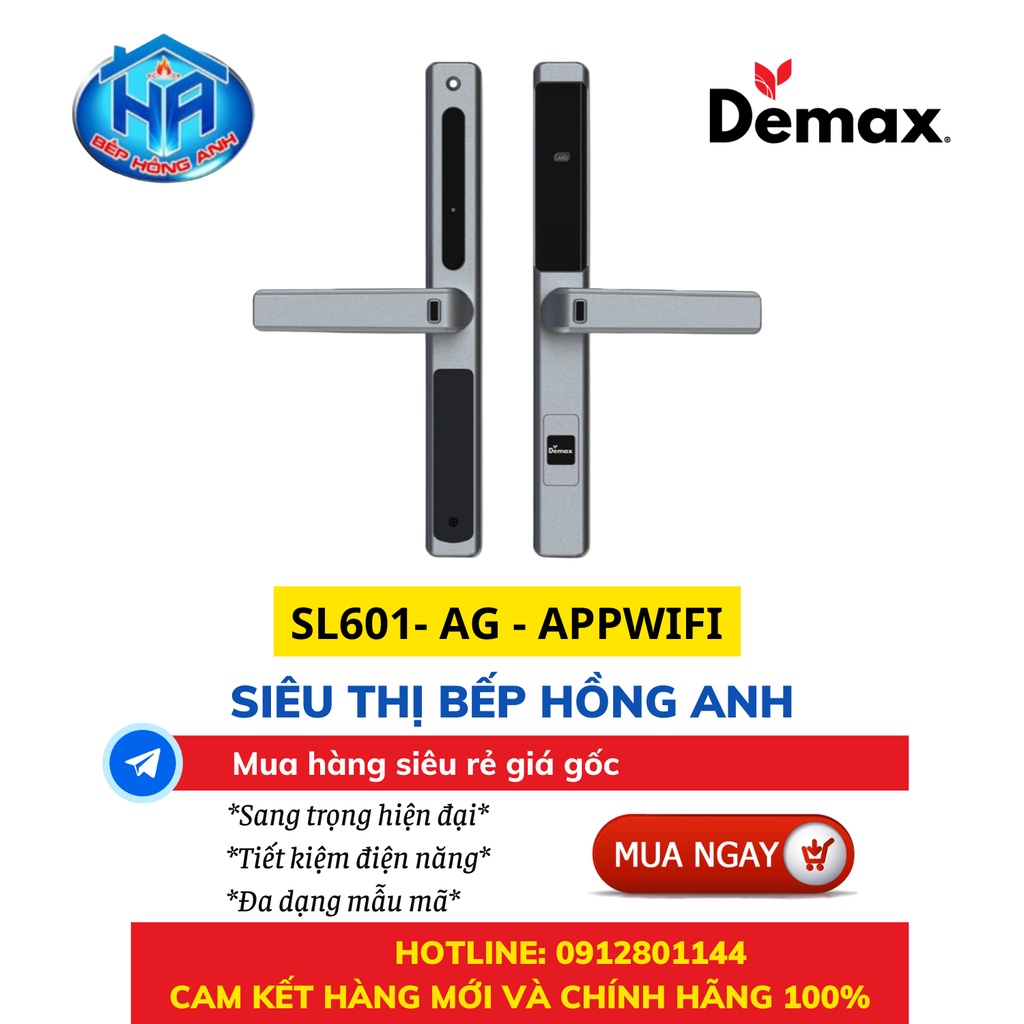 Khóa Thông Minh Demax SL601 AG-APP WIFI Khả Năng Chống Nước, Tích Hợp Mở Cửa Từ Xa Qua Điện Thoại – Hàng Chính Hãng