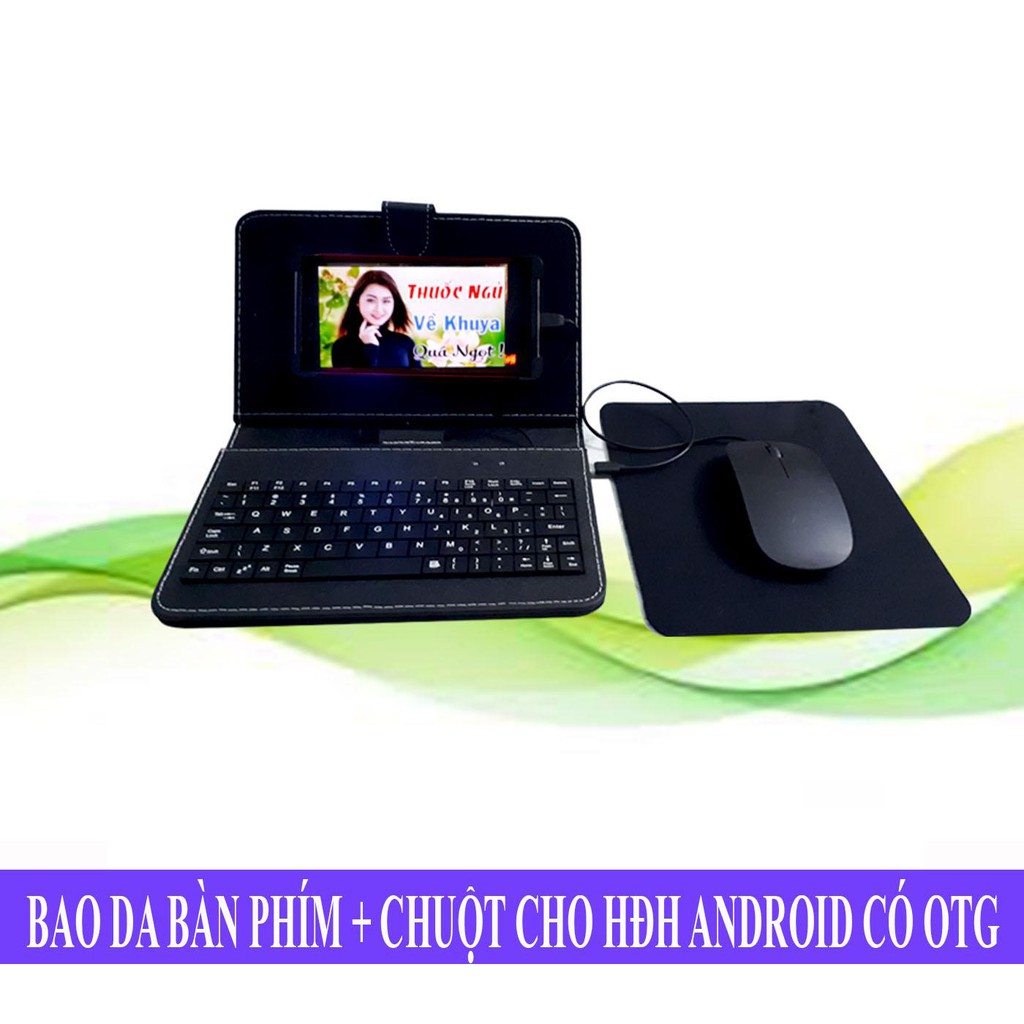 Bàn phím chơi game, Bao da bàn phím kèm chuột có dây sử dụng cho điện thoại, ipad, máy tính bảng...(android) Kết nối OTG