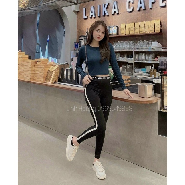 Quần legging nữ viền chữ