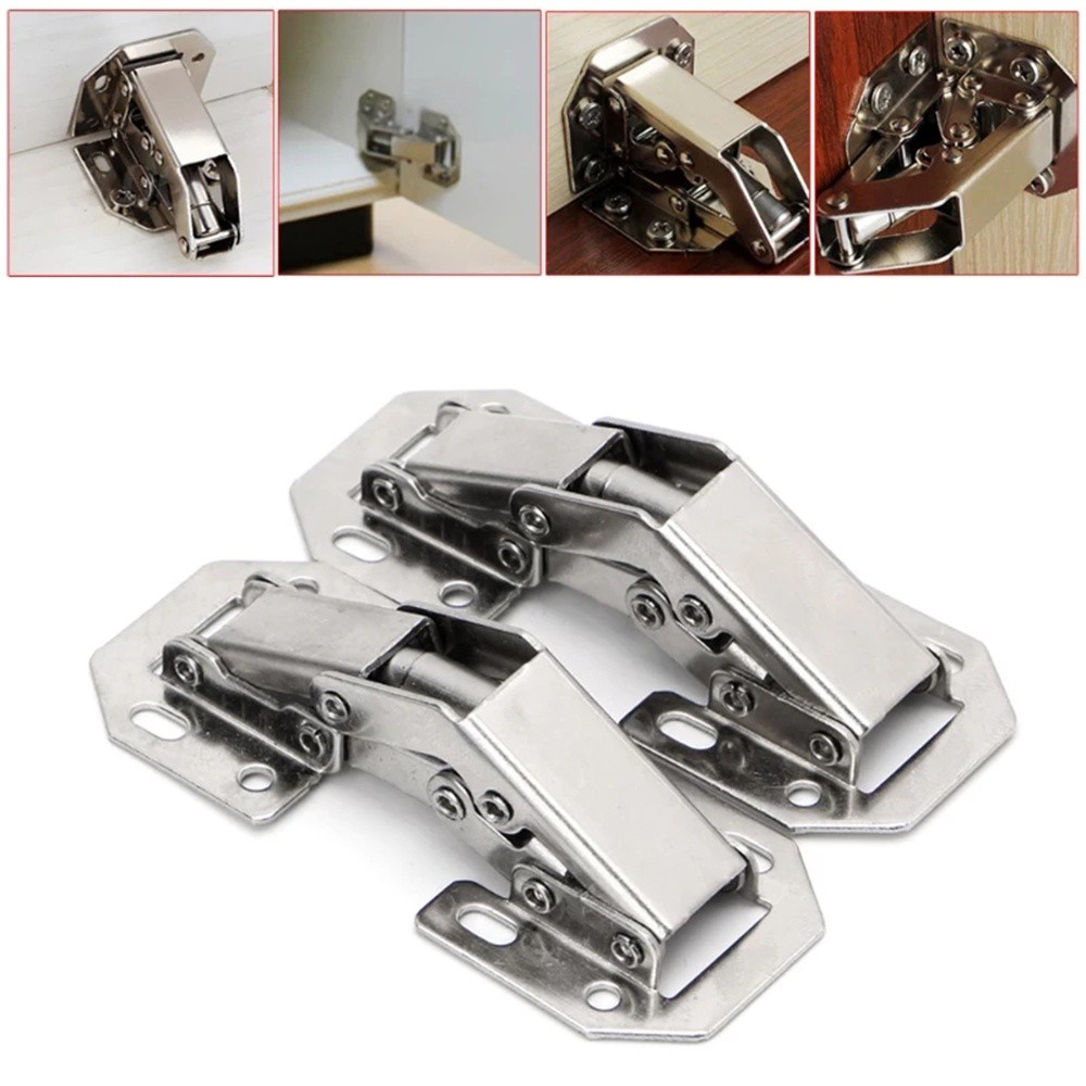 JANE 2 Sets New Concealed Hinge Easy Mount Steel Hinges Door Hinges 90 Degree Spacer Plates High Quality Sprung Or Unsprung Kitchen Cabinet Cupboard