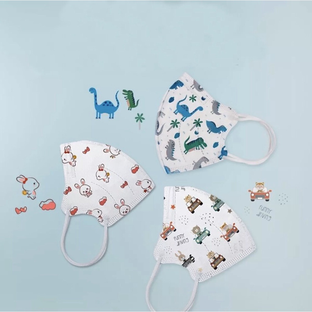 Set 10 Khẩu trang KN 95 nhiều màu cute cho bé từ 4-10 tuổi