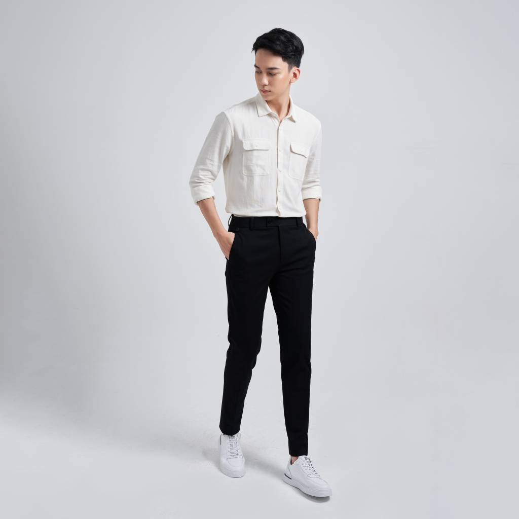 Áo Sơ Mi Nam KRIK Tay Dài Cổ Bẻ Có Túi Ngực Chất Vải Cotton Thoáng Mát 0074