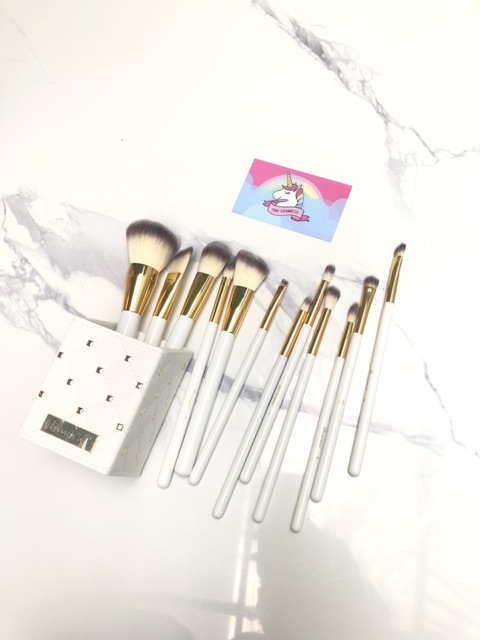 [SALE] Bộ cọ trang điểm BHCosmetics Studded Elegance vỏ da đính đá (màu trắng)