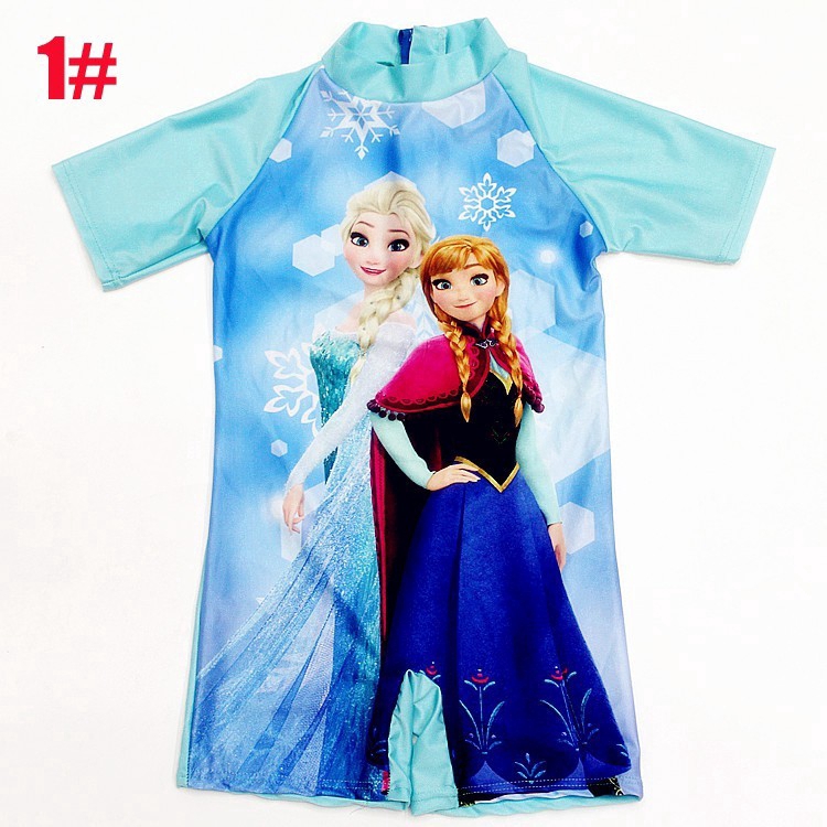 Đồ bơi liền thân tay ngắn in hình hoạt hình dễ thương cho bé gái