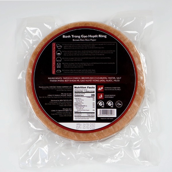 Bánh Tráng gạo lứt huyết rồng MeKong River 22cm (Cuốn gỏi)