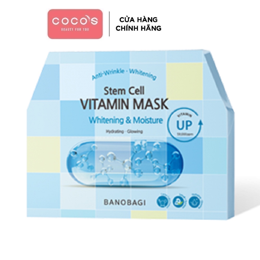 COMBO 10 Mặt Nạ Giấy Dưỡng Ẩm Trắng Da Banobagi Stem Cell Vitamin Mask (2021) (10 X 30ml)