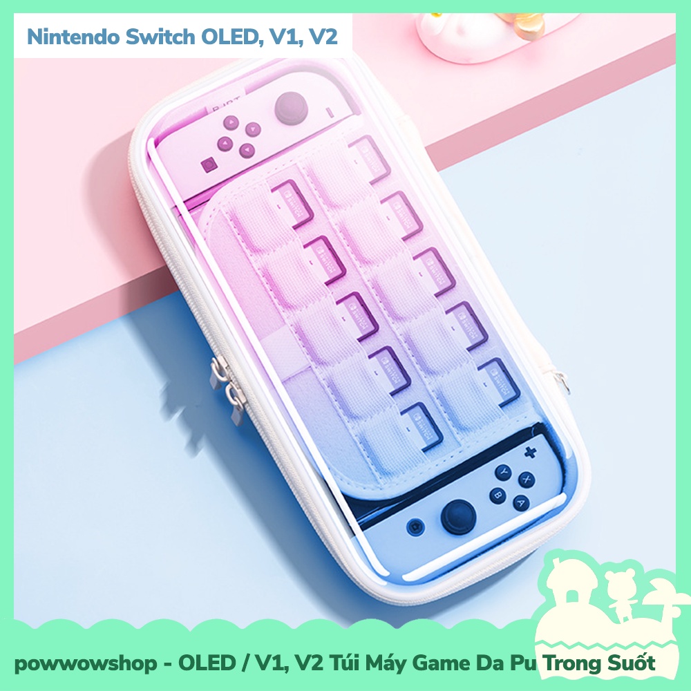 [Sẵn VN - Hỏa Tốc] OLED / Switch V1, V2 Túi Đựng Máy Game Da Pu + Nhựa Trong Suốt Colorfull Nintendo Switch