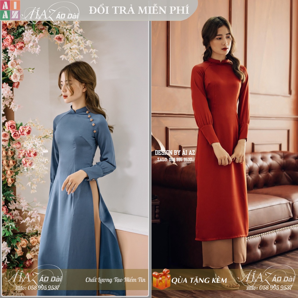 BigSize Áo Dài Truyền Thống Nữ Cổ Nhỏ Tay XECMANG HT06