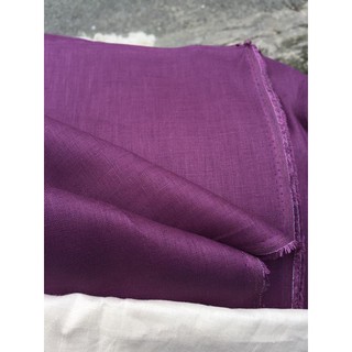 vải linen tưng premium màu tím rau dền, đẹp lạ á!
