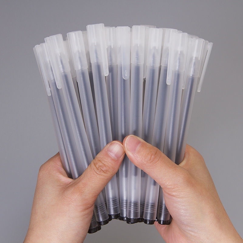 Combo 50 bút gel mực đen 0.5mm viết êm nhanh khô, bút bi đen Ếch Ộp Vpp, bút nắp gài đen học sinh sinh viên