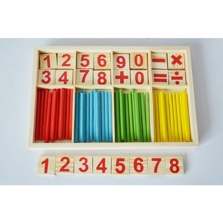 Bộ que tính và các chữ số, phép tính học toán thông minh cho bé bằng gỗ - Đồ chơi toán học cho trẻ
