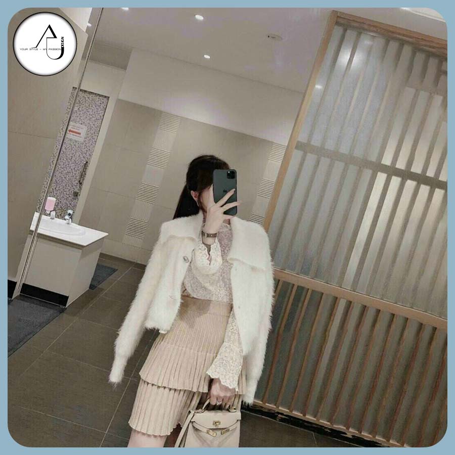 Áo Khoác Len Lông Thỏ Kiểu Dáng Cardigan Crotop Tay Dài  AU.DESIGN Phong Cách Hàn Quốc Tiểu Thư Sang Chảnh