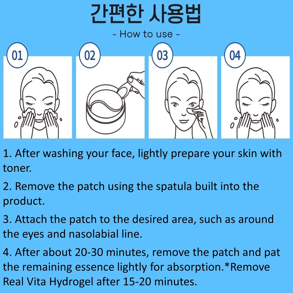 Bộ 60 miếng dán dưỡng da mắt Real Vita chứa hydrogel 84g