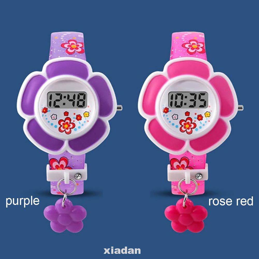 Cartoon flowers Leather Wrist Watch Lady Girl Women Teens Kids Watches