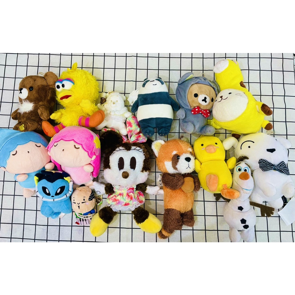 Gấu bông nhiều mẫu siêu đáng yêu Rila Rilakkuma We bare bears Sanrio Little twin stars Minnie PKM Vaporeon Olaf Disney