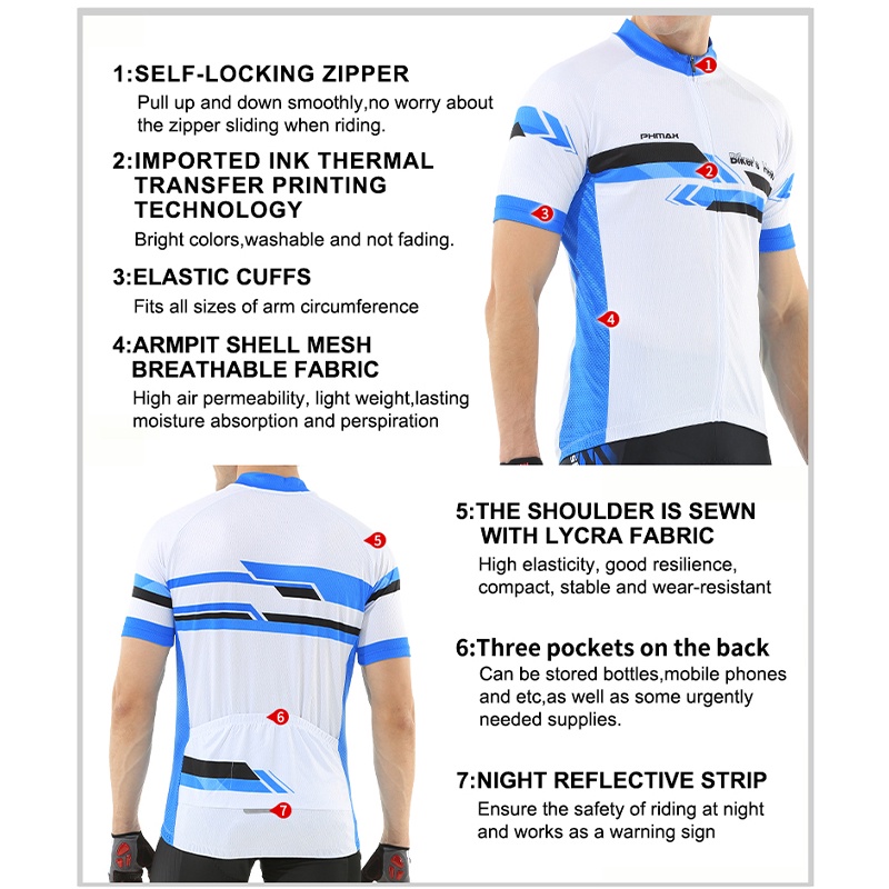 Áo đua xe đạp PHMAX thoáng khí nhanh khô cho nam
