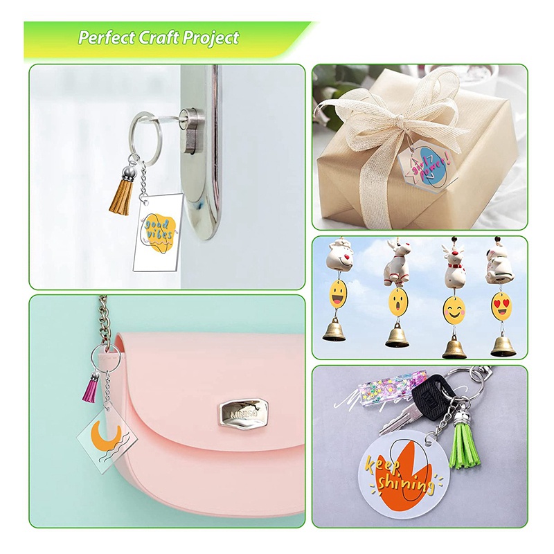 Bộ 50 Móc Khóa Trơn Bằng Acrylic Trong Suốt Với 5 Hình Dạng Khác Nhau Charms